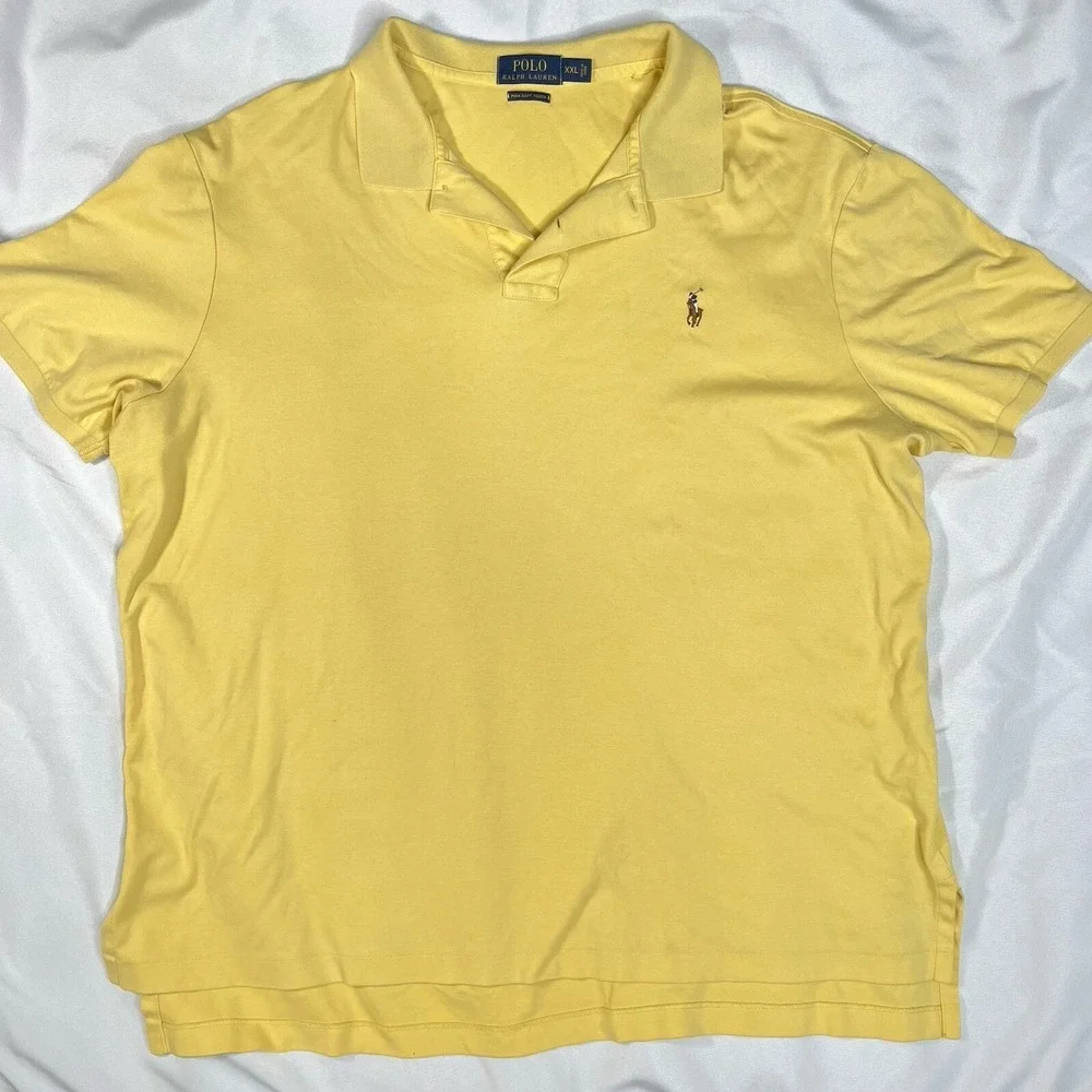 Ralph Lauren Polo Men short sleeve shirt yellow Pima Cotton Flesh Pony XXL